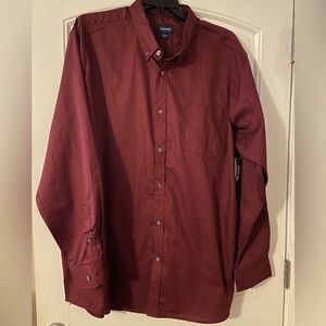 Men’s Basic Editions Burgundy Long Sleeve Button Down Dress Shirt 3XLT/3EGA NWT